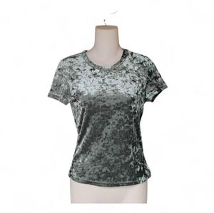 Free People Velvet Short Sleeve Top - Silver